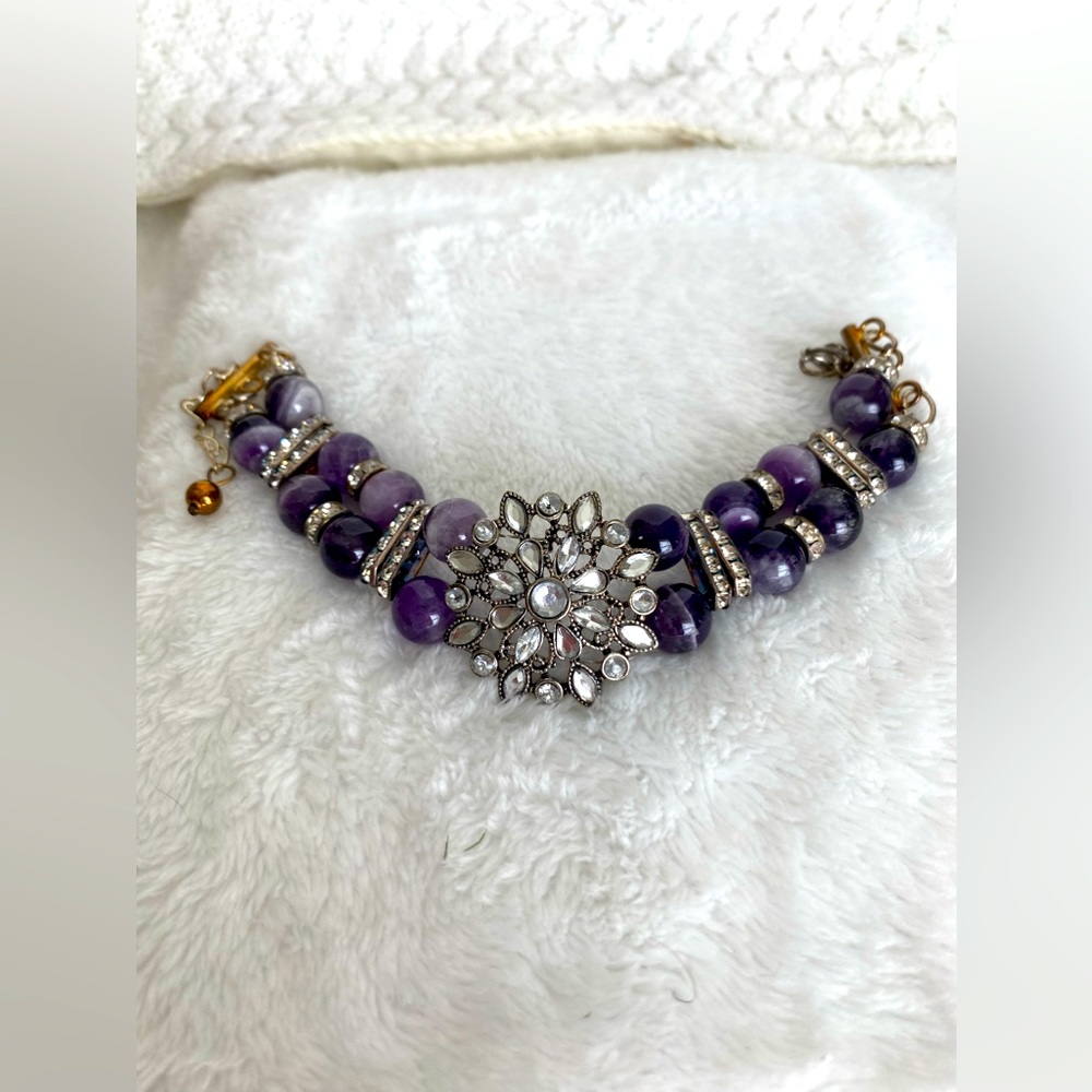 Purple and Silver quartz bracelet